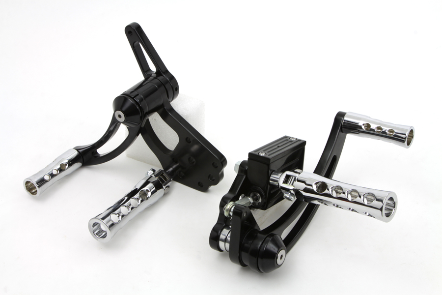 Black Billet Forward Control Set with Chrome Concave Footpegs