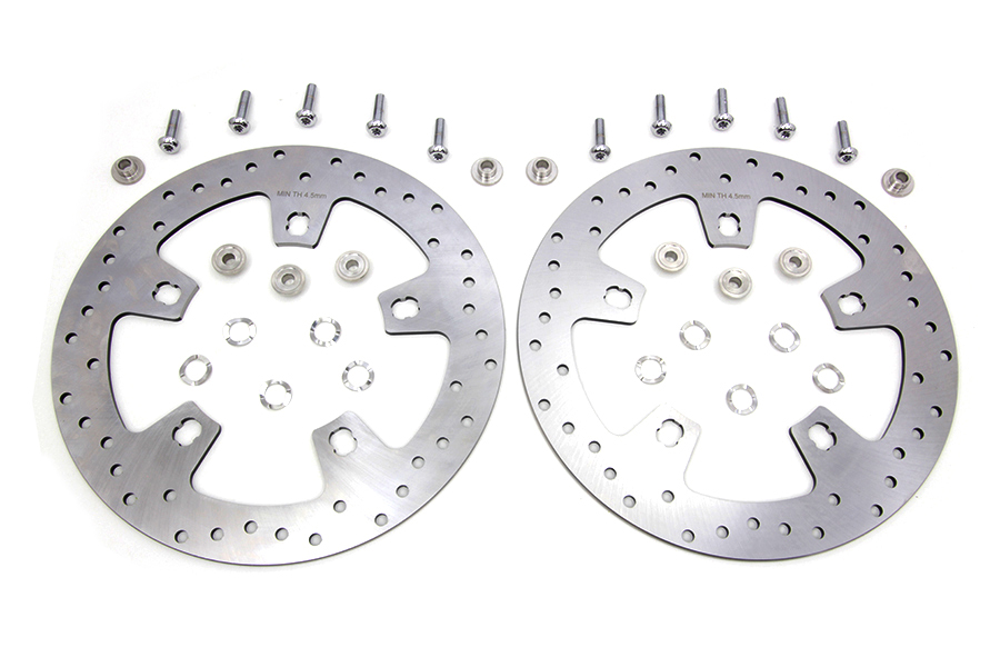 11.8 Drilled Front Brake Disc Set Stainless Steel