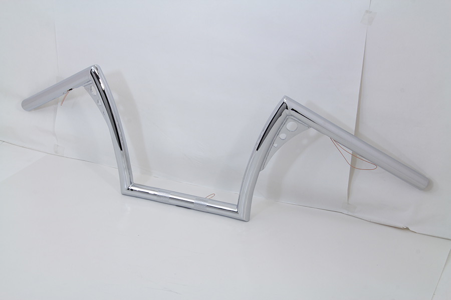 10 Z-Bar Handlebar with Wiring Indents and Holes Chrome