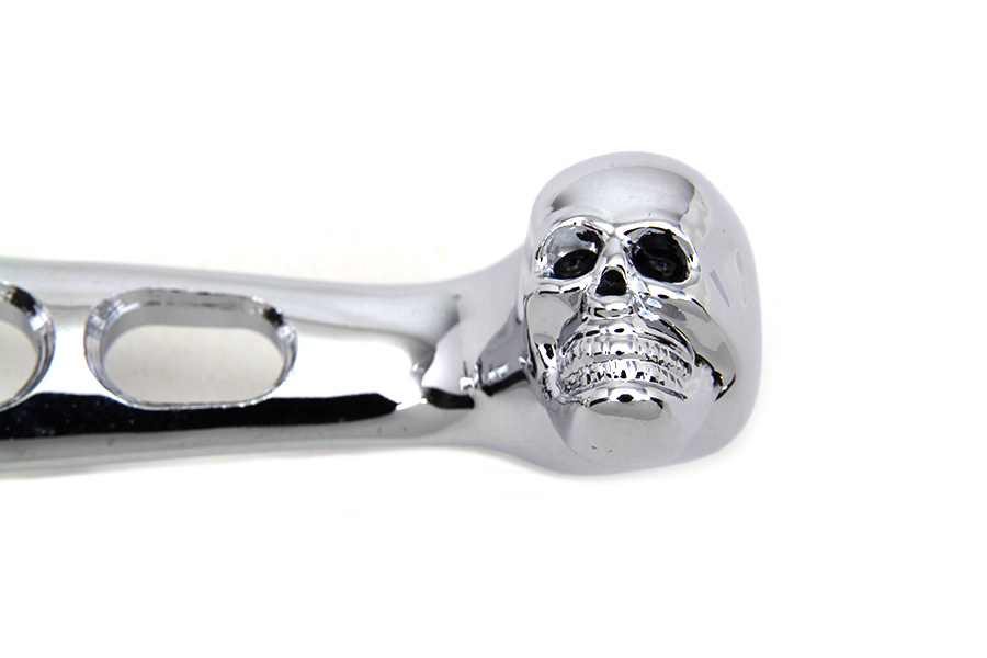 Chrome Contour Drilled Hand Lever Set with Skull Ends