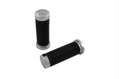 Foam Style Grip Set w/ Chrome End Caps for 1974-UP Harley & Customs
