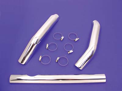 Chrome 2 Into 1 Exhaust Heat Shield Set for Harley FLT 1985-1999