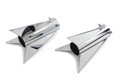 Chrome Three Fin Rocket Tip Set for 2 Muffler