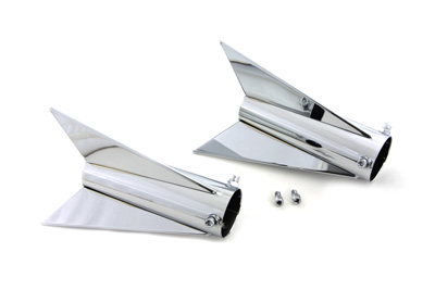 Chrome Three Fin Rocket Tip Set for 2 Muffler