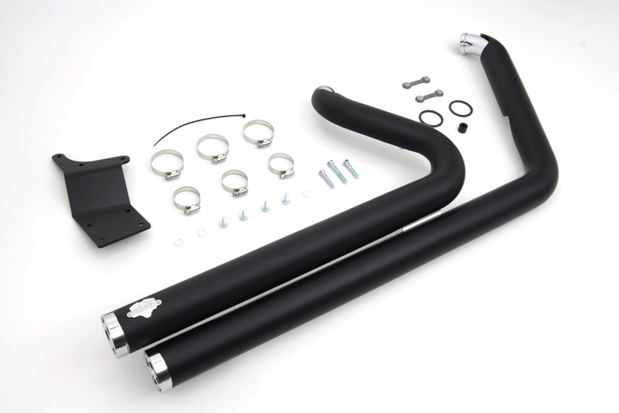 FXD 2012-UP Black Staggered Exhaust Drag Pipe Set Big Shots