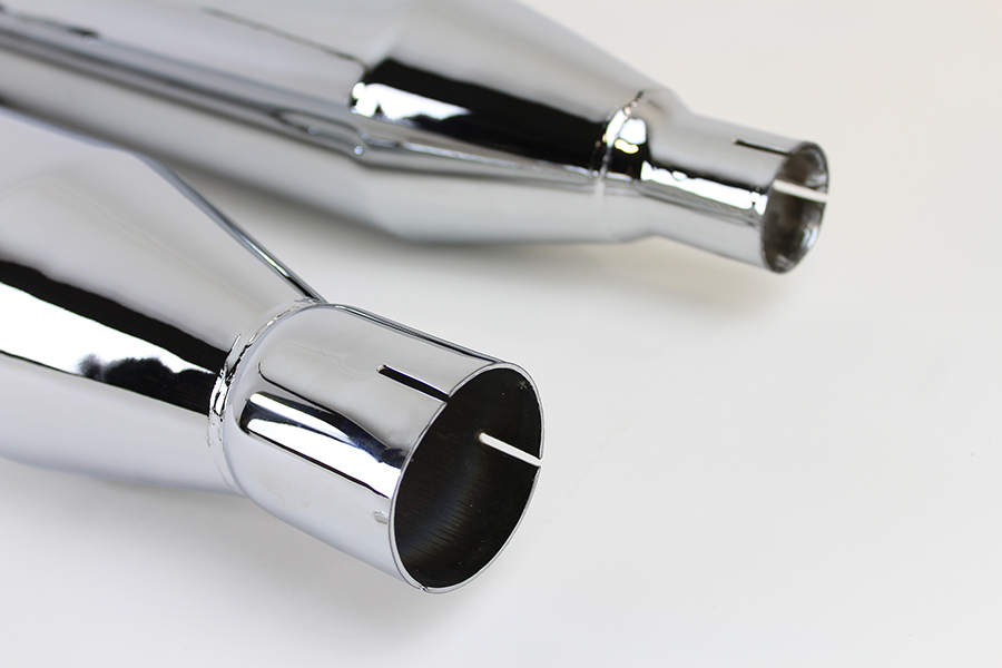 32 Chrome Muffler Set with Black Tapered End Tips