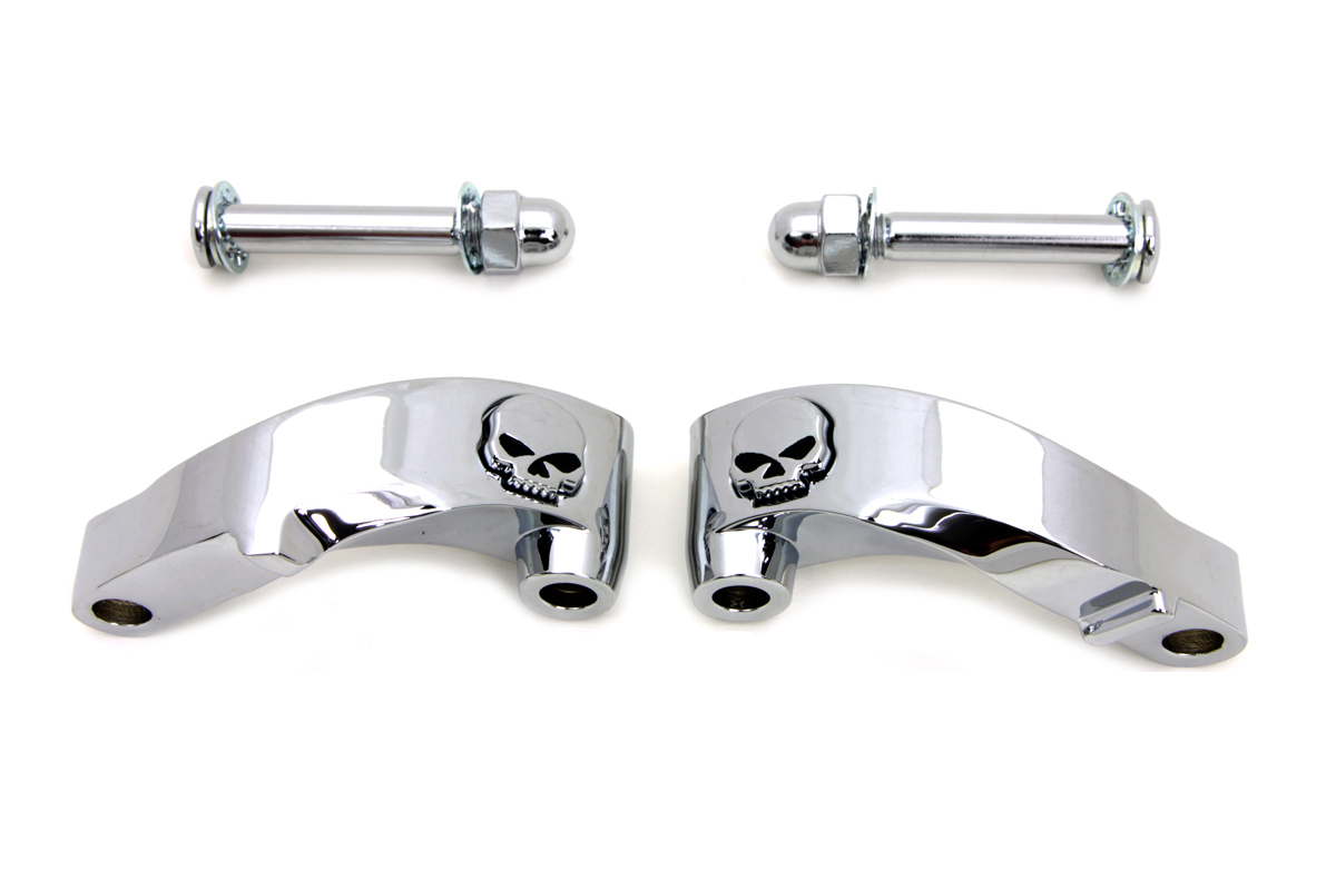 Chrome Skull Mirror Relocation Kit for 2006-UP FXD & Softails