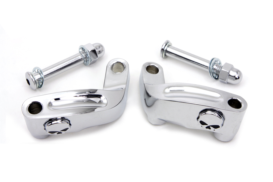 Chrome Skull Mirror Relocation Kit for 2006-UP FXD & Softails