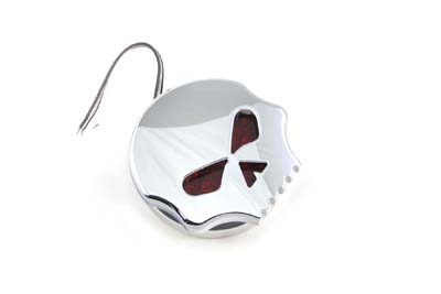 Chrome Skull Marker Lamp with Red LED for Harleys & Customs