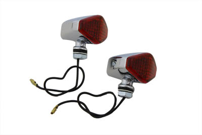 Chrome Diamond Style Red Marker Lamp Set for Harley Custom