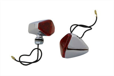 Chrome Diamond Style Red Marker Lamp Set for Harley Custom