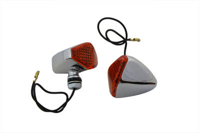 Chrome Diamond Style Amber Marker Lamp Set for Harley Custom
