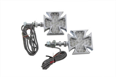 Short Stud Maltese Cross Turn Signal Marker Lamp Set for Big Twin & XL