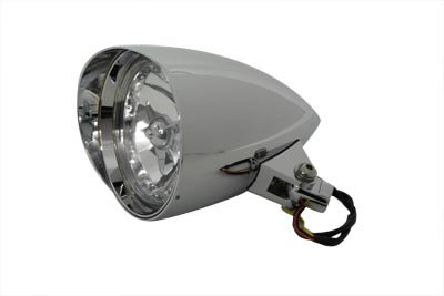 Chrome Billet 5 3/4" Tear Drop Missile Headlamp for Harley