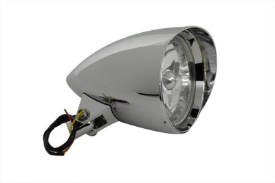 Chrome Billet 5 3/4" Tear Drop Missile Headlamp for Harley
