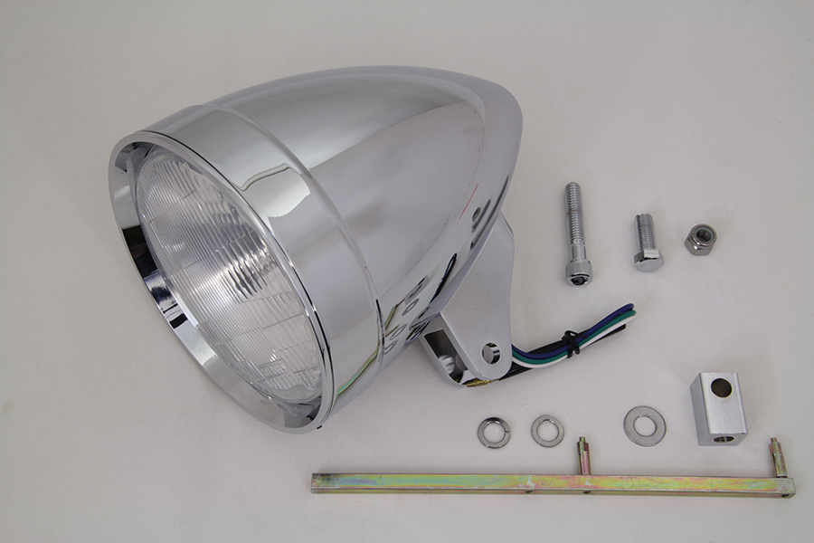 Chrome Billet 5 3/4" Round Rocket Headlight for Harley