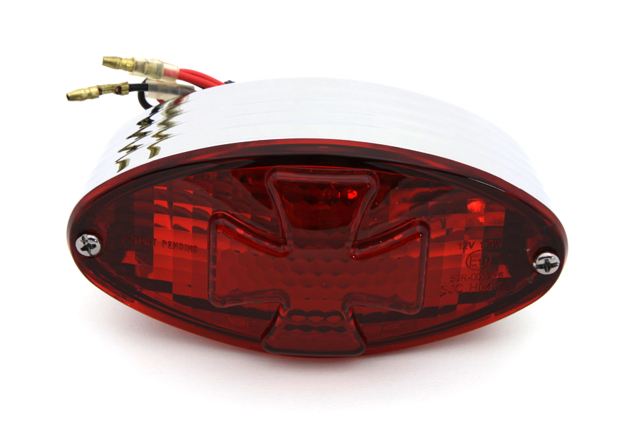 Oval Tail Lamp with Maltese Inset Red Lens with Red Cross