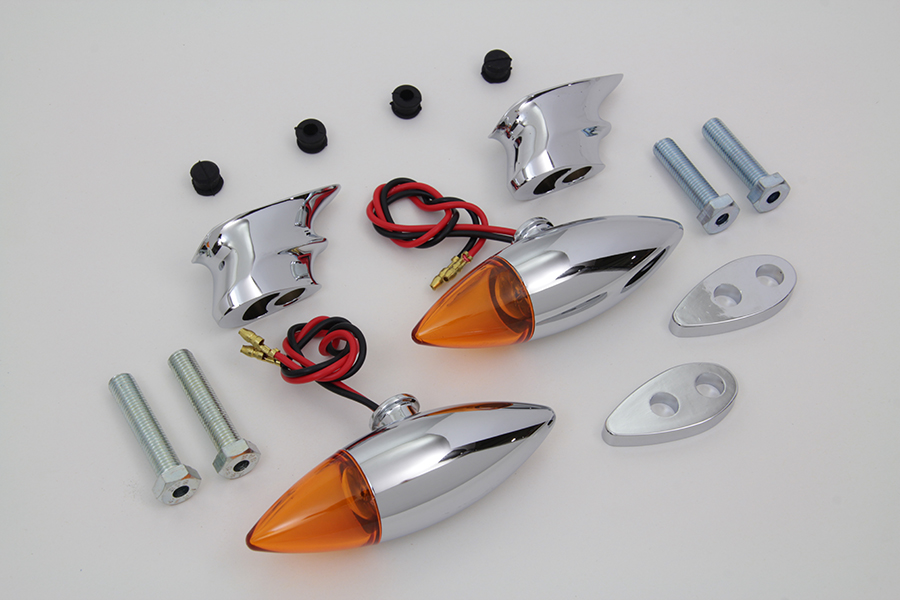 Chrome Torpedo Bullet Style Marker Lamp Set