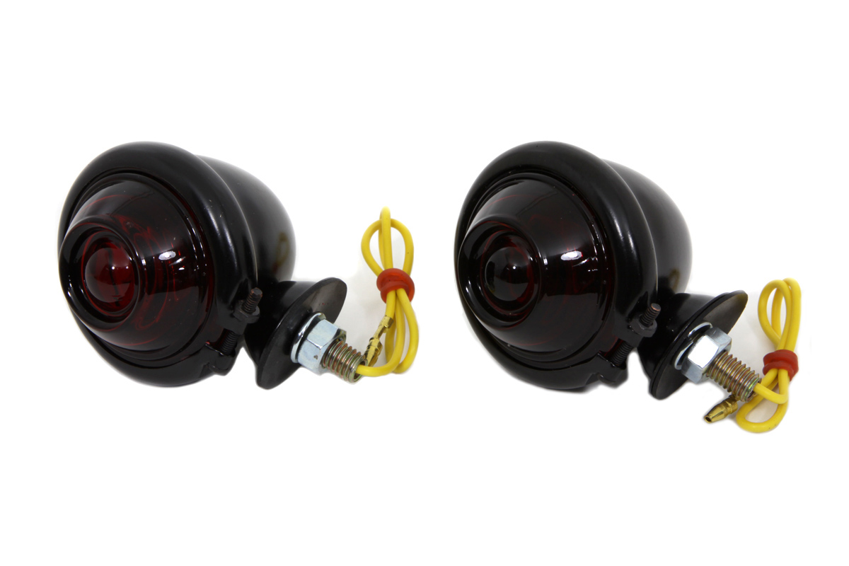 Black Turn Signal Set Bullet with Red Lens