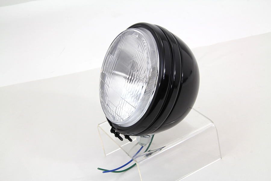 5-3/4 Round Stock Type Black Headlamp