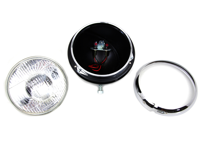 Black 7 K Headlamp with Chrome Rim