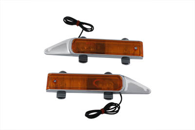 Front Amber Fender Lamp Set for HArley FL FLT 1977-1999