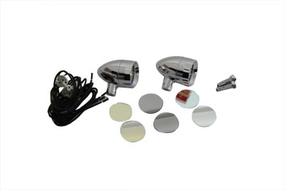 Chrome Mini Hyper Lamp Set w/ 4 Color Lens for Harley Customs