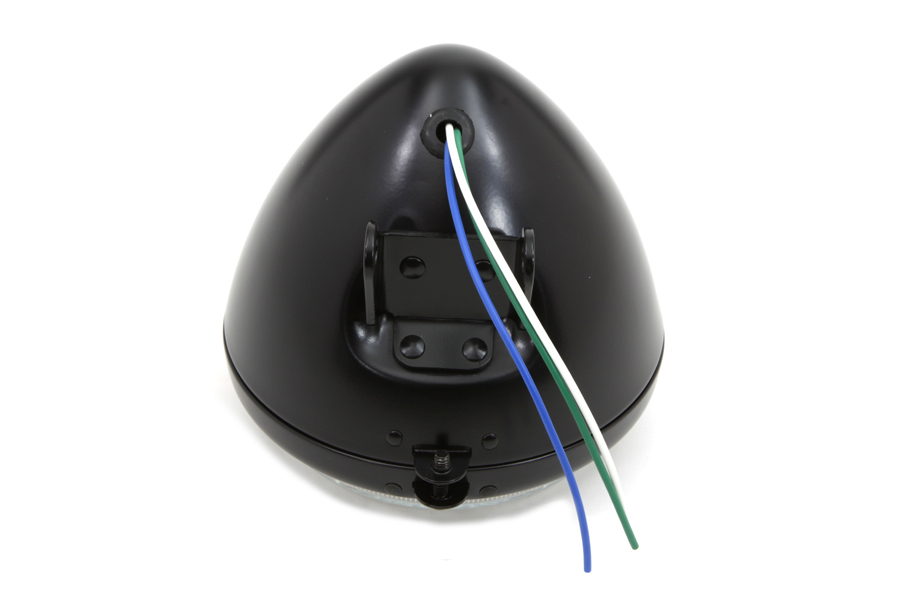 Black 5-3/4 Round Headlamp Assembly Tear Drop Style