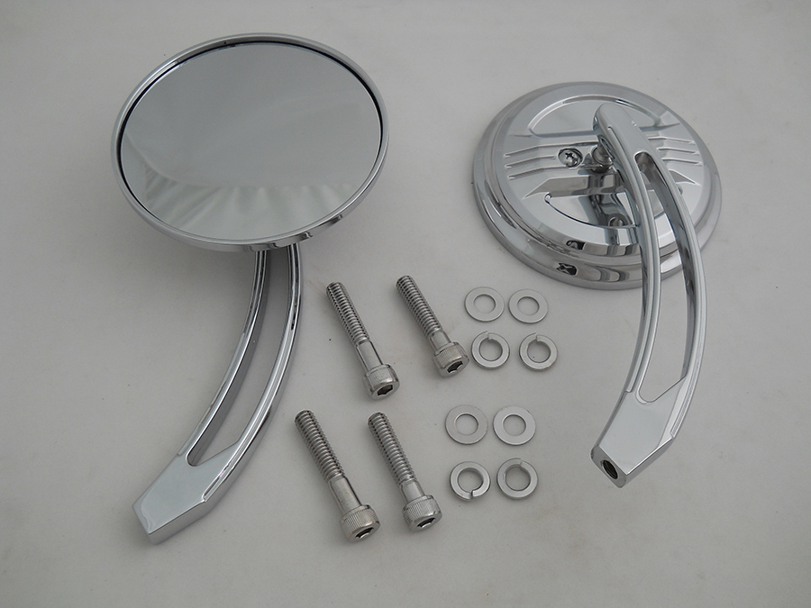 Air Flow Mirror Set with Curved Billet Stems