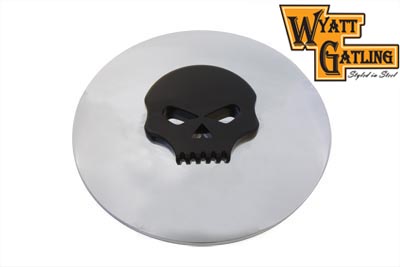 Chrome with Black Skull Air Cleaner Insert for 8 inch Air Cleaners