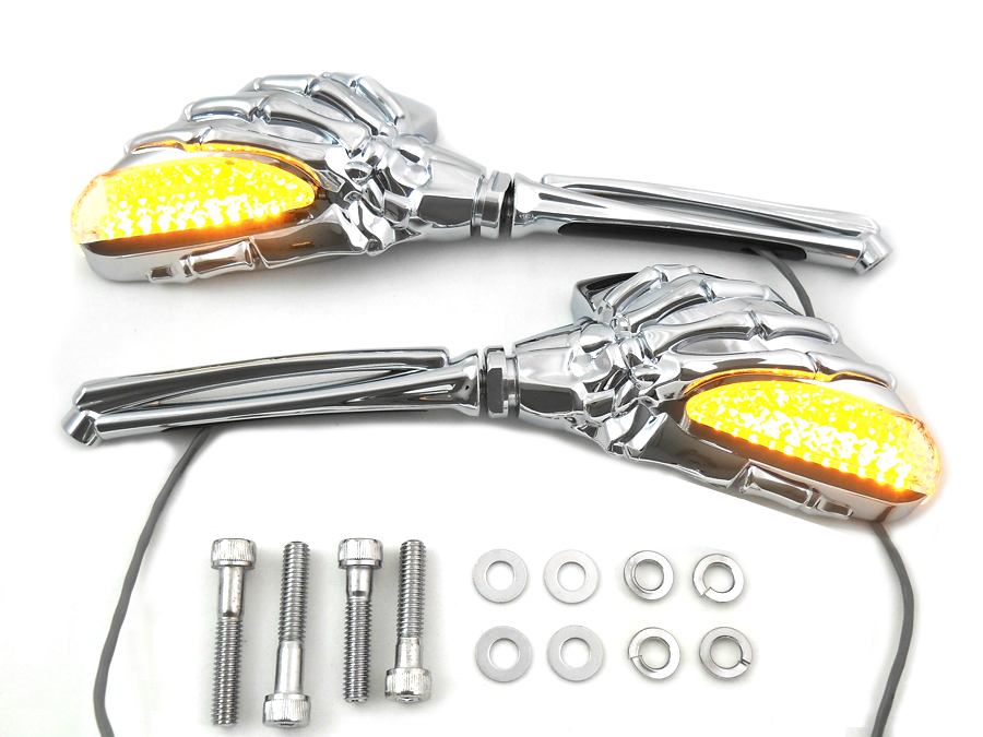 Chrome Skeleton Mirror Set with LED Turn Signal