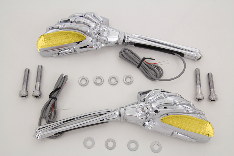 Chrome Skeleton Mirror Set with LED Turn Signal