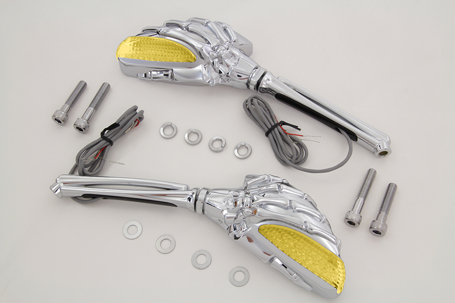 Chrome Skeleton Mirror Set with LED Turn Signal