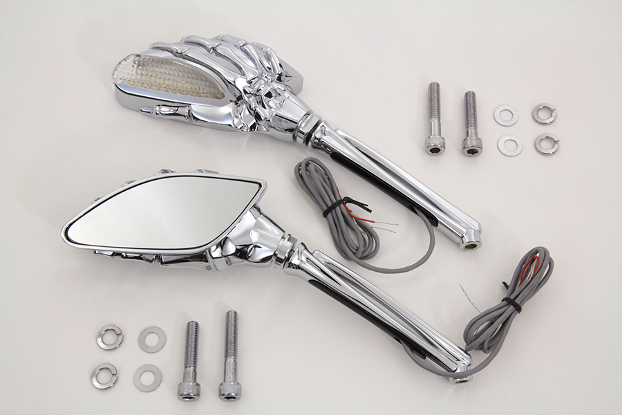Chrome Skeleton Mirror Set with LED Turn Signal