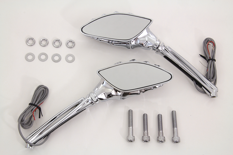 Chrome Skeleton Mirror Set with LED Turn Signal
