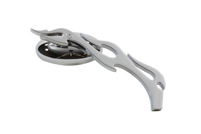 Chrome Oval Mirror with Billet Flame Stem