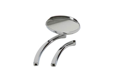 Chrome Oval Mirror with Solid Billet Stem