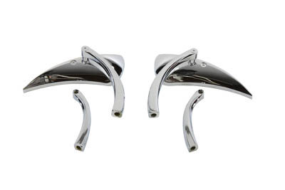 Chrome Tear Drop Mirror Set with Solid Billet Stems