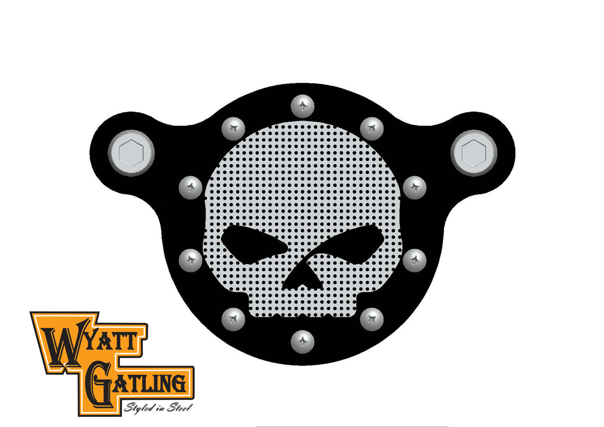 Wyatt Gatling Skull Air Cleaner Kit Black for 2000-UP Big Twins