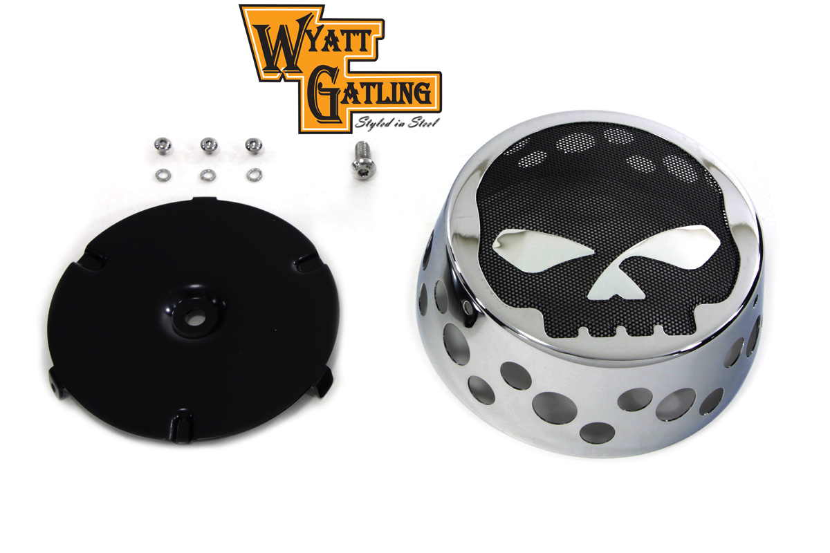 Chrome Swiss Cheese Style W/ Skull Air Cleaner Cover Harley & Customs