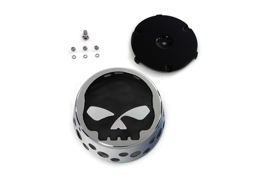 Chrome Swiss Cheese Style W/ Skull Air Cleaner Cover Harley & Customs