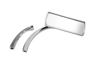 Chrome Rectangular Slimline Mirror with Smooth Stems for Harley