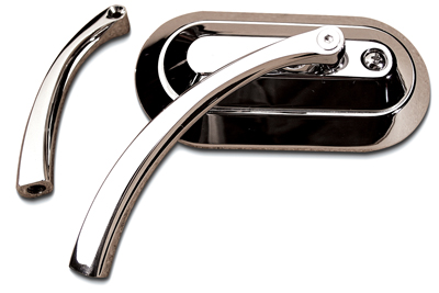 Oval Mirror with Billet Curved Stem Chrome