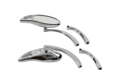 Tear Drop Mirror Set with Solid Billet Stems Chrome