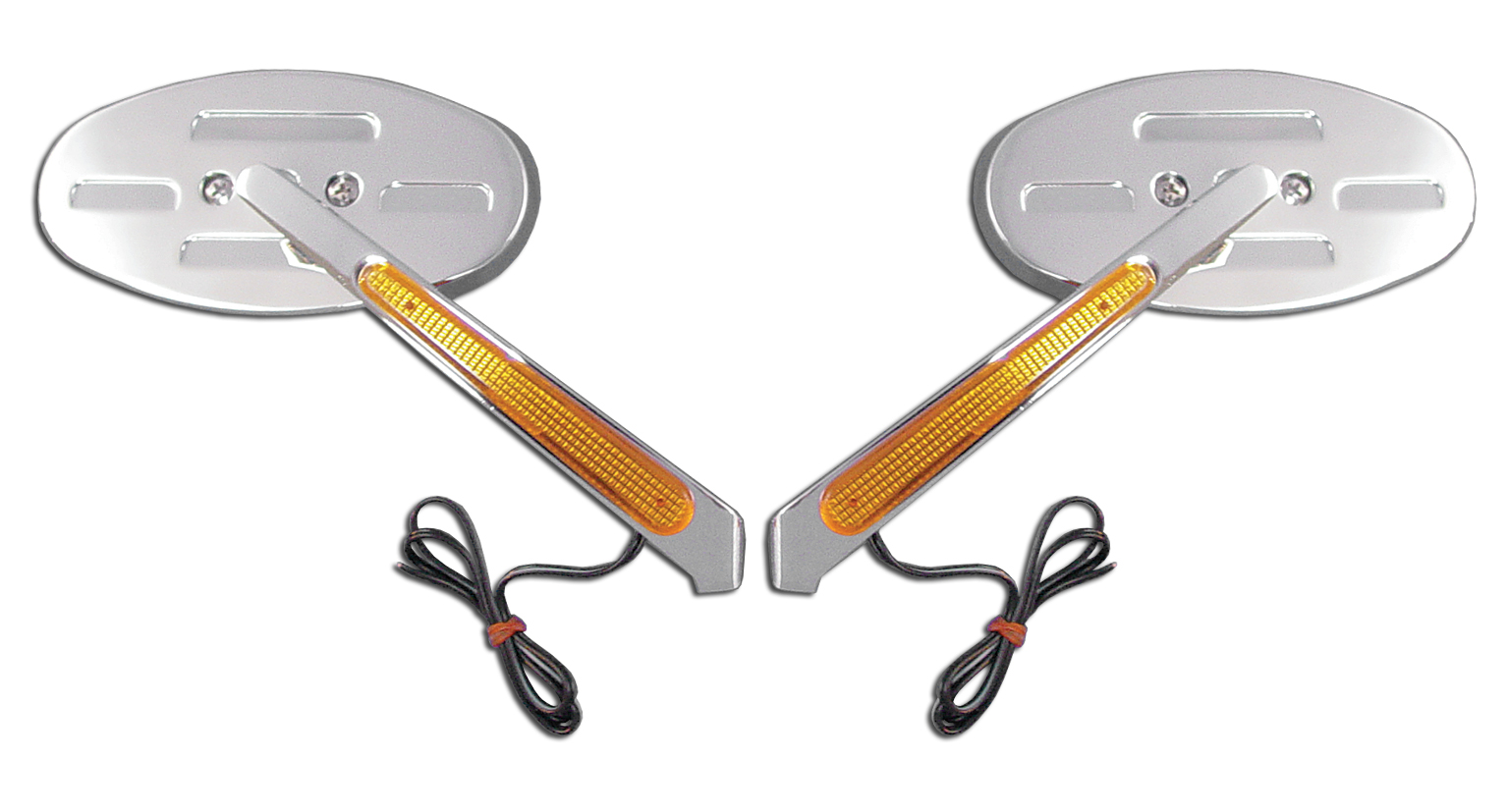 Chrome Lighted Stem Catseye Mirror for Harley and Customs