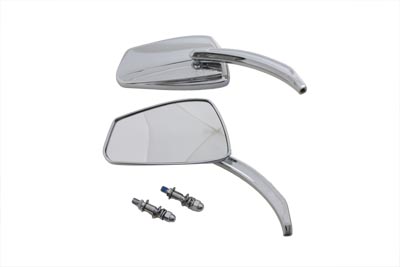 Chrome Deco Mirror Set with Billet Stems for Harley Customs