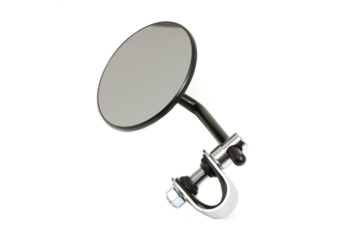 4 Round Mirror with Clamp Black Steel