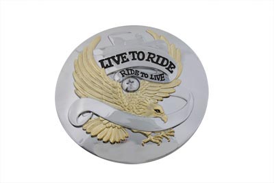 Eagle Spirit Round Air Cleaner Insert Gold Inlay for 1999-UP Big Twins
