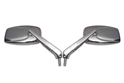 Chrome Smooth Back Rectangle Styler Mirrors Set for Harley