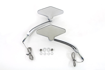 Diamond Shape Mirror Set with Billet Stems